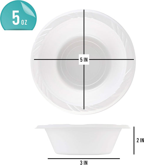 200 Count Disposable 5 ounce White Plastic Dessert Bowls by PLASTICPRO