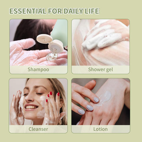 6.7oz Travel Shampoo Bottle, Empty Plastic Squeeze Bottles with Flip Cap, 4PCS Lotion Container, Green