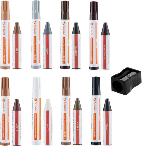 Furniture Markers Touch Up Set - 17 Piece Kit with 8 Colors for Stains & Scratches