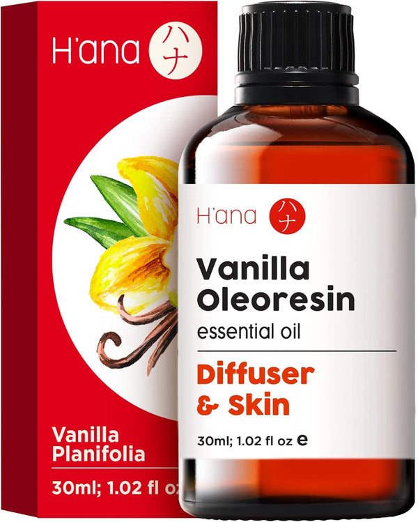 H’ana Vanilla Essential Oil 1 fl oz for Diffuser & Skin - 100% Natural Vanilla Oleoresin Oil