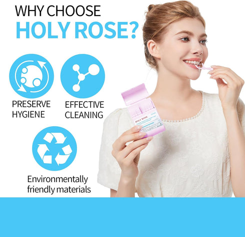 Holy Rose Pink Dental Floss Picks, 104 Count with 2 Travel Cases, Mint Flavored Oral Care Tool
