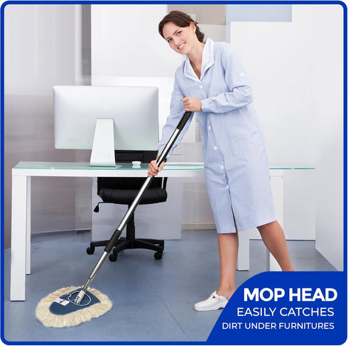 Nine Forty Heavy Duty Cotton Wedge Dust Mop Head - Industrial-Strength for Home & Commercial Floor Cleaning