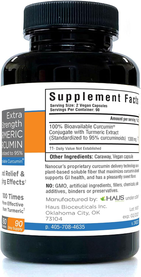 Turmeric Curcumin - 100x More Active Than Turmeric, 170% More Active Than Curcumin + Black Pepper Extract for Joint