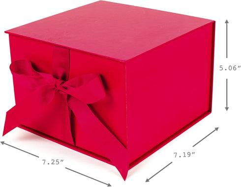 Hallmark Medium Gift Box with Lid and Shredded Paper Fill (Red 7 inch Box) for All Occasions