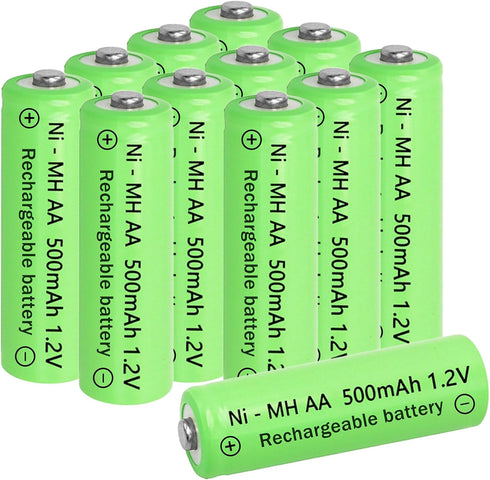 Lombaour 1.2 Volts AA 500mAh Solar Long Life Rechargeable Green Batteries,Double A Nickel