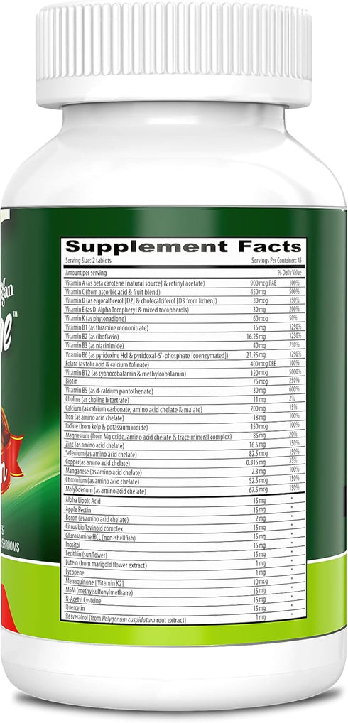 DEVA Tuba Prime Vegan Multivitamin - High-Potency Vitamin and Mineral Dietary Supplement - Antioxidants, Fruit and Vegetable Blend, Super Mushrooms, Probiotics, Prebiotics, Seeds, Herbs - 90 Tablets