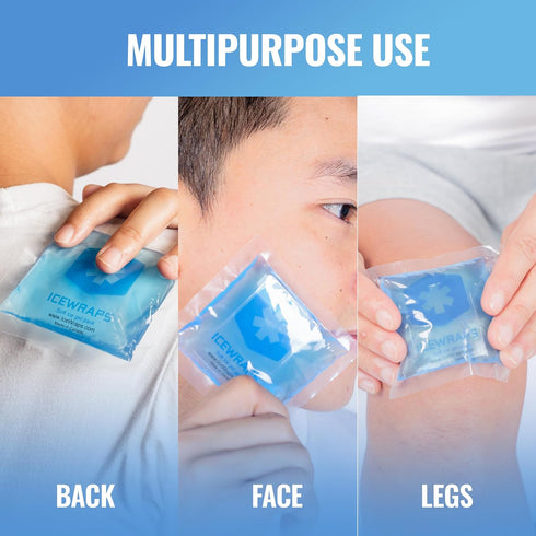 ICEWRAPS 3"x3" Small Gel Ice Packs for Injuries, Reusable Hot Cold Packs, Includes 6 Soft Gel Packs.
