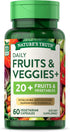 Super Fruits and Veggies - 60 Vegetarian Capsules, Non-GMO & Gluten Free Antioxidant Superfood Supplement
