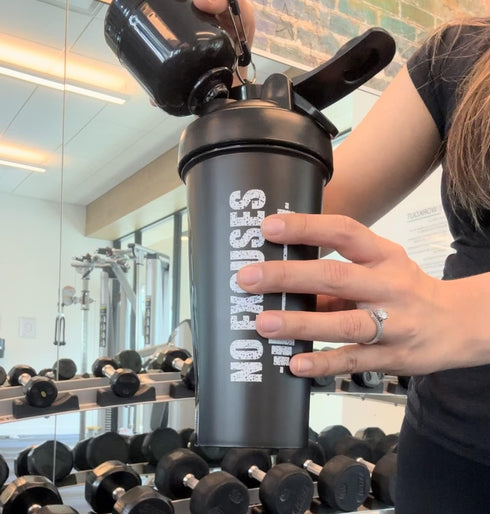 Protein Shaker Bottle for Protein Mixes, Travel Container with Gym Keychain Included for Pre Workout