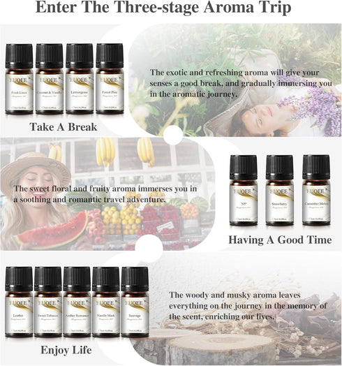 12PCS Fragrance Oils Gift Set - Premium Aroma Journey Aromatherapy Oils for Women, Diffuser, Soap Candle Making - 5ml