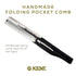 Kent 20T Black Graphite Folding Pocket Comb, Handmade Fine Tooth Hair Comb for Men, Beard, and Mustache