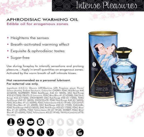 Shunga 3.5 Warming Massage Oil, Raspberry, Fluid Ounce