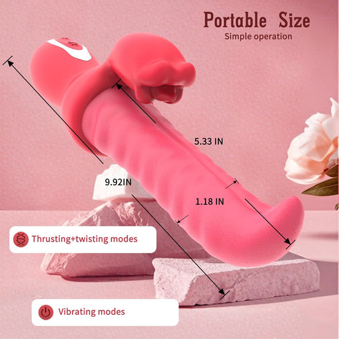 MoonSoil 10 Tongue Vibrator Sex Toys for Women, Thrusting Undulating Vibrators Dildo with Thrustion Wiggling