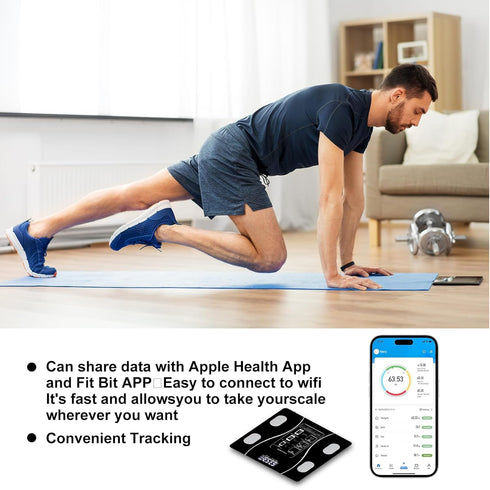 Intelligent Body Fat Scale, Digital Bathroom Scale, Connects to Mobile, Displays BMI, Body Fat, Muscle Mass