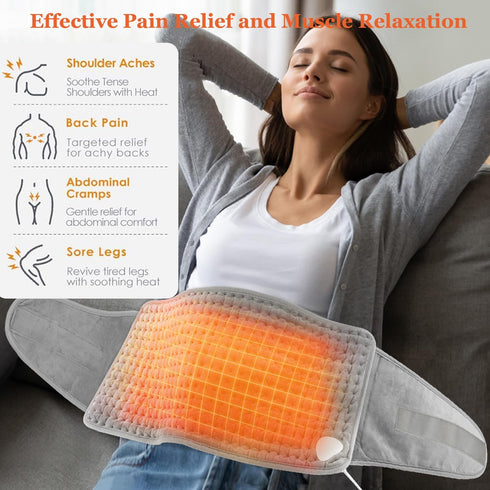 Heating Pad for Back Pain Relief, Electric Wearable Heating Pad for Neck, Shoulder, Menstrual Waist Heat Pad Wrap