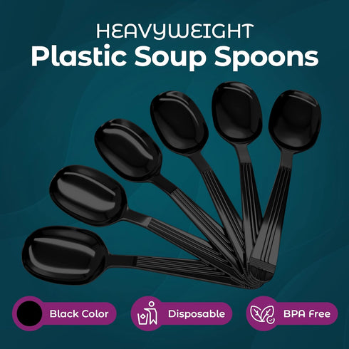 Heavy Duty Plastic Spoons - Disposable Soup Spoons - Plastic Cutlery for Parties, Pack of 500