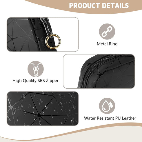 4.5" Mini Makeup Bag for Women, Small Black Cosmetics Bag for Purse, Portable Pouch with Zipper for Girls