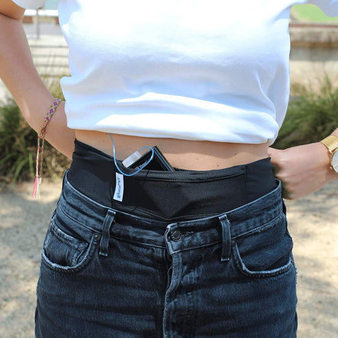 Insulin Pump Holder Waist Belt for Kids, Breathable Soft Fabric with Mesh for Easy Viewing, Black.