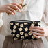 Photect 3 Pcs Floral Makeup Bag, Corduroy Small Pouch, Canvas Cosmetic Mini Toiletry Zipper Bags