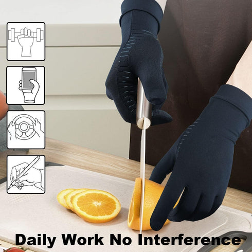 2 Pairs Full Finger Copper Arthritis Gloves | Compression Touchscreen Gloves for Men and Women, Relief for Hand Pain
