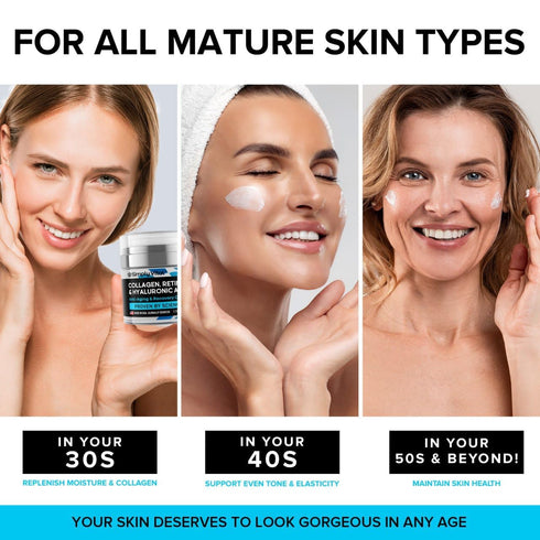 SimplyVital Face Moisturizer Collagen Cream - Anti Aging Day & Night Face Cream for Neck and Décolleté - 1.7oz