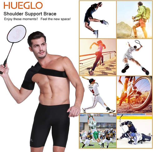 HUEGLO Right Shoulder Brace for Men, Torn Rotator Cuff Support Stabilizer for Women, Shoulder Pain Relief
