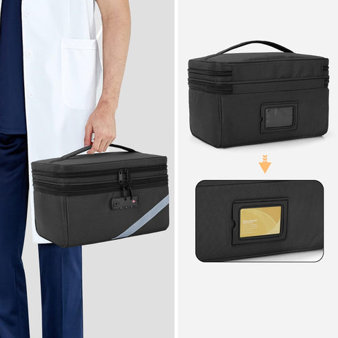 Trunab Medicine Storage Bag with Combination Lock, Lockable Pill Bottle Organizer, Travel Medication Carry Case