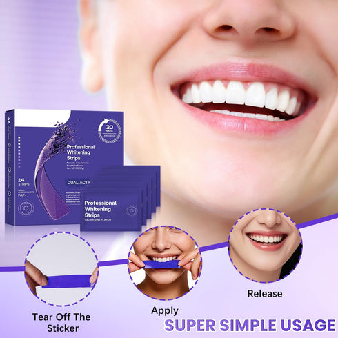 Removal(14pairs) Teeth Whitening Strips, Peroxide-Free Whitening Kit with Hydroxyapatite, Easy at-Home Teeth Whitening