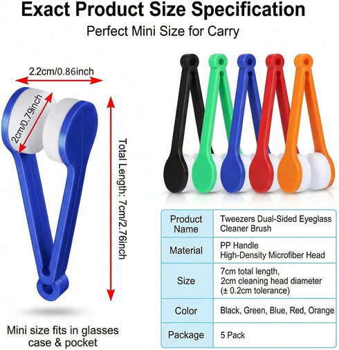 Happyupcity 5 Sun Glasses Eyeglass Microfiber Mini Eyeglasses Cleaner Spectacles Cleaner Soft Brush Cleaning Tool