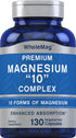 Magnesium 10 in One Complex | 130 Vegetarian Capsules | WholeMag Non-GMO, Gluten Free Supplement