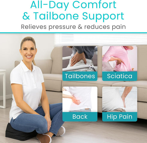 Tailbone Vive Orthopedic Seat Cushion - Folding Wheelchair Cushion - for Stadium, Car, Office Chair Seat - Portable