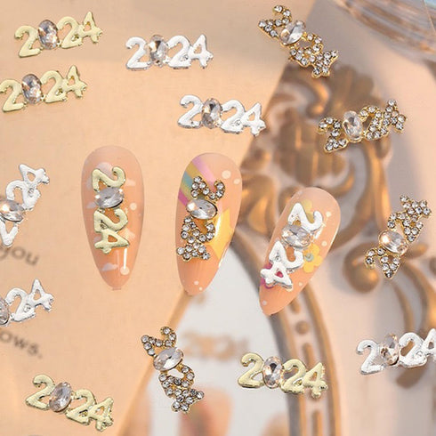 2024 Nail Art Decorations - Number Rhinestone Rivet 3D Alloy Glitter Design for Women s Manicure Crafts