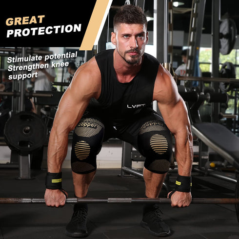 Copper Knee Brace for Women Men, 2 Pack Compression Sleeve for Knee Pain Relief