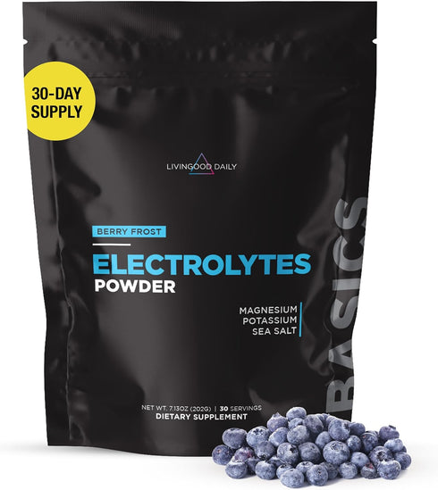 Livingood Daily Electrolytes Powder, Sugar-Free Hydration Drink to Replenish & Energize the Body, Berry Frost