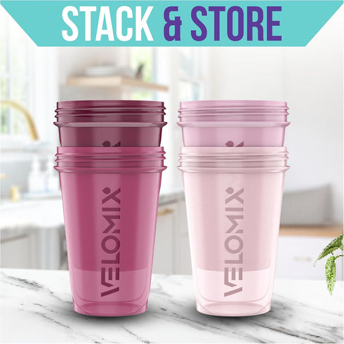 4 PACK 20 OZ Protein Shaker Bottles for Protein Mixes, Shaker Cups for Protein Shakes (Berry Blend-4 Pack)