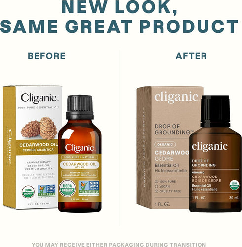 Cliganic Organic Cedarwood Essential Oil - 100% Pure Natural Undiluted for Aromatherapy Diffuser