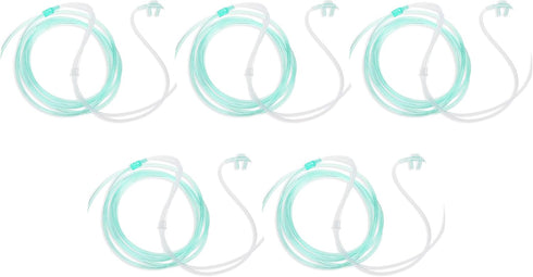 Dealmed Adult Standard Nasal Cannula - 7 ft Soft Green Tubing for Oxygen, Highly Visible, Kink Resistant, Lightweight