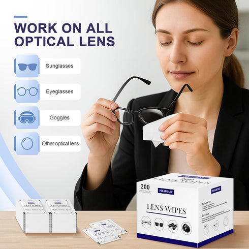 Pikabeast 200 Count Lens Wipes for Eyeglasses, Eyeglass Cleaner Wipes for Cameras, Sunglasses, Phone and Computer