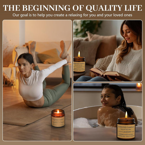 GUYHNE 8 Pack Packaging Scented Candles, Natural Soy Wax with Elegant - Reassuring Gifts for Women and Men, Suitable