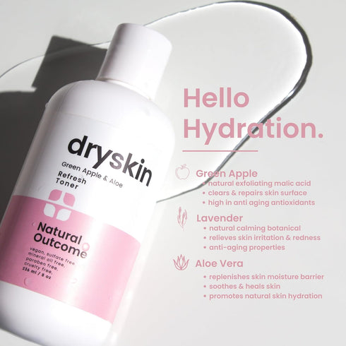 Natural Outcome Skincare Hydrating Face Toner for Dry Skin, Witch Hazel, Green Apple & Aloe Vera Facial Astringent 8 oz