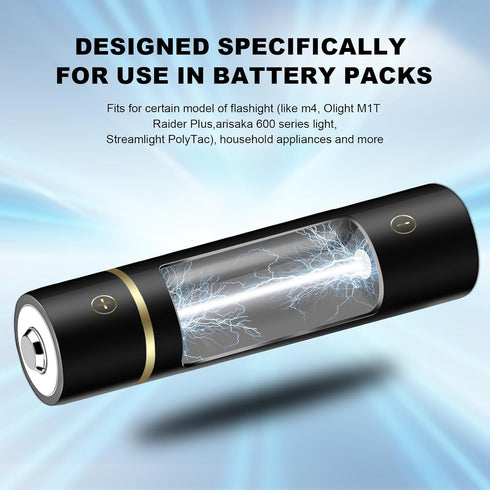 16650 Rechargeable Battery, 1800mAh 3.7V Li-ion, 2 Pack for Flashlights and Torches