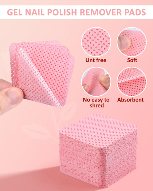 MORGLES 300pcs Lint Free Nail Wipes with Nail Polish Remover Kit, Pink Nail Clips with 2PCS Nail Files and Buffers, Rose Cuticle Oil, Cuticle Trimmer, Cuticle Pusher
