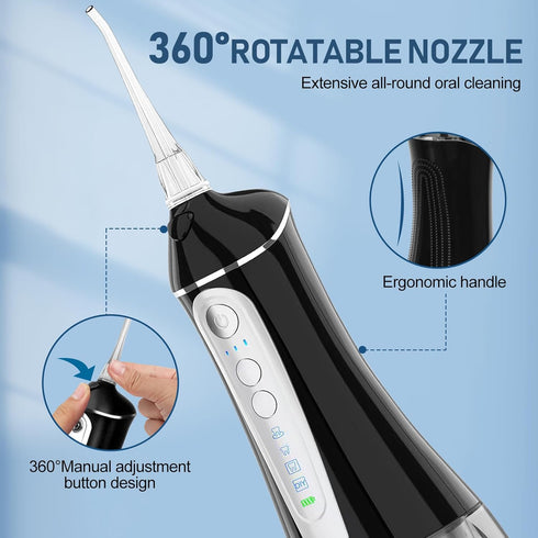 Water Dental Flosser for Teeth Cleaning - Portable Rechargeable Oral Irrigator with 4 Modes & 6 Tips