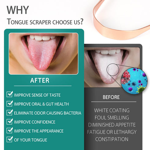 RONAVO Copper Tongue Scraper for Adults, Oral Care & Hygiene with Travel Case for Fresher Breath