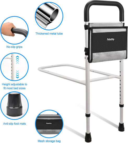 PidmFoy Bed Rails for Elderly Adults Safety, Height Adjustable Bed Cane, Bed Assist Rails for Seniors with Support