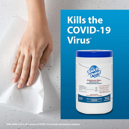 Plus Disinfectant Wipes Canister, 200 Wipes, Pre-Saturated for Industrial, Fitness, Office, Home Cleaning