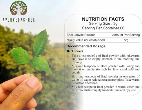 Bilva Powder - Bael Leaves Powder - Aegle marmelos -100 Gm - Supports Proper Function of The Bowels