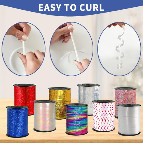 500 Yard White Curling Ribbon for Birthday Party, Festival Decoration, Balloon String, Thin Ribbon for Crafts