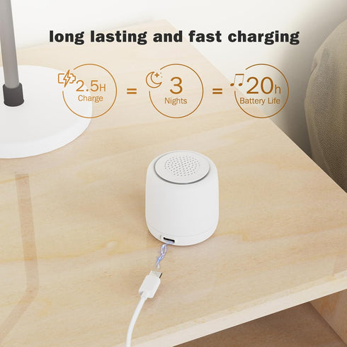 Paussion 25 White Noise Machine | Long-Lasting Fast Charging Portable Travel Mini Sound Machine with Soothing Sounds