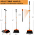 Broom and Dustpan Set, Lightweight Upright Lobby Broom and Dust Pan Combo for Home Kitchen Office (Orange and Black)
